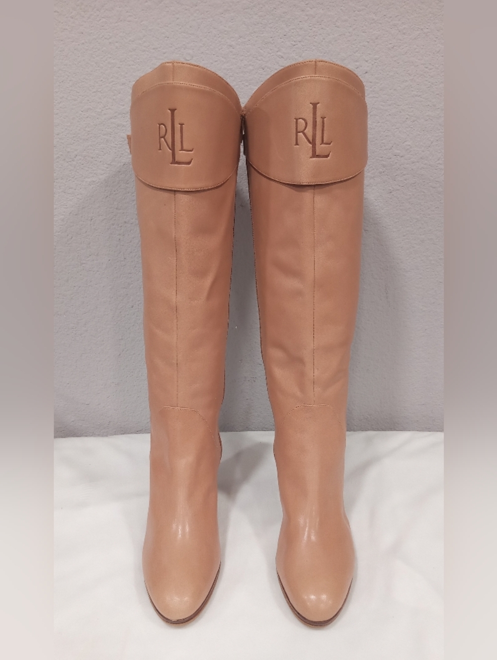 Lauren Ralph Lauren Page II Tan Heeled Boots Women Size 9